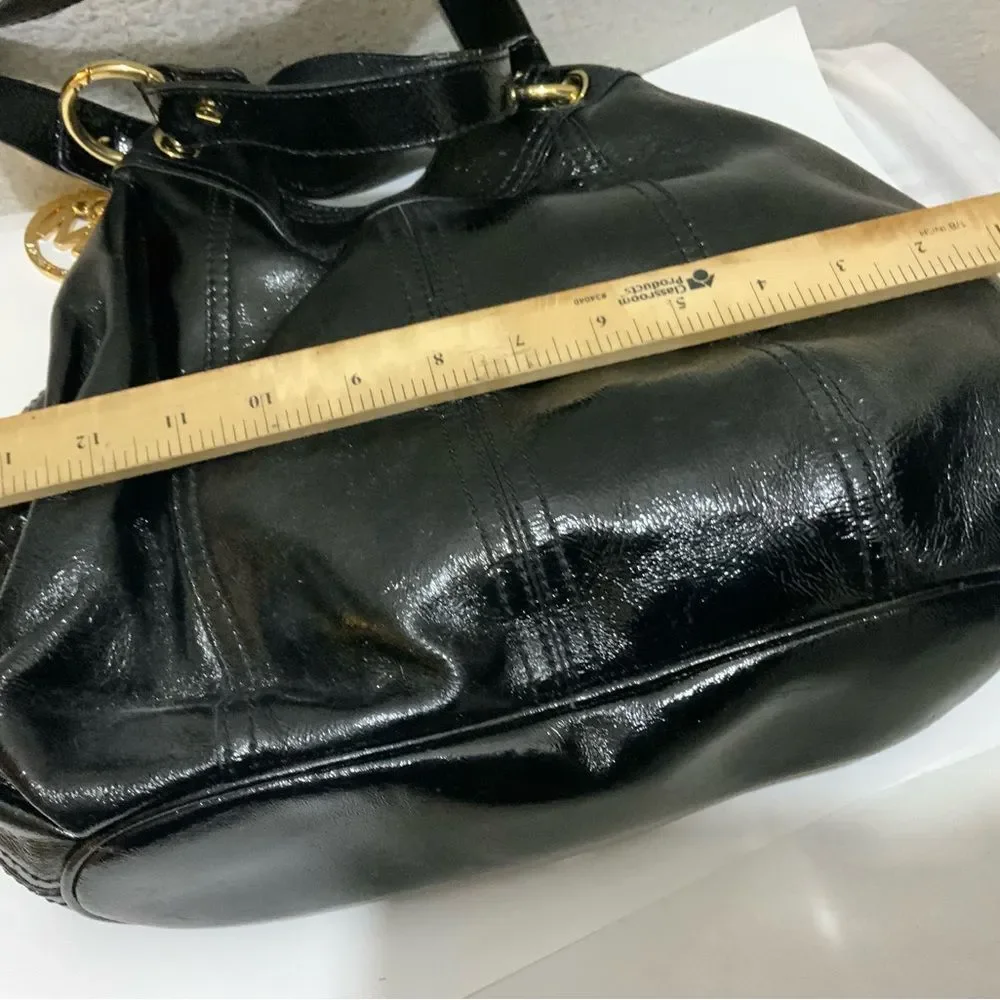 Michael Kors Textured Leather Zipper Shoulder Black Bag Purse - Picture 9 of 15